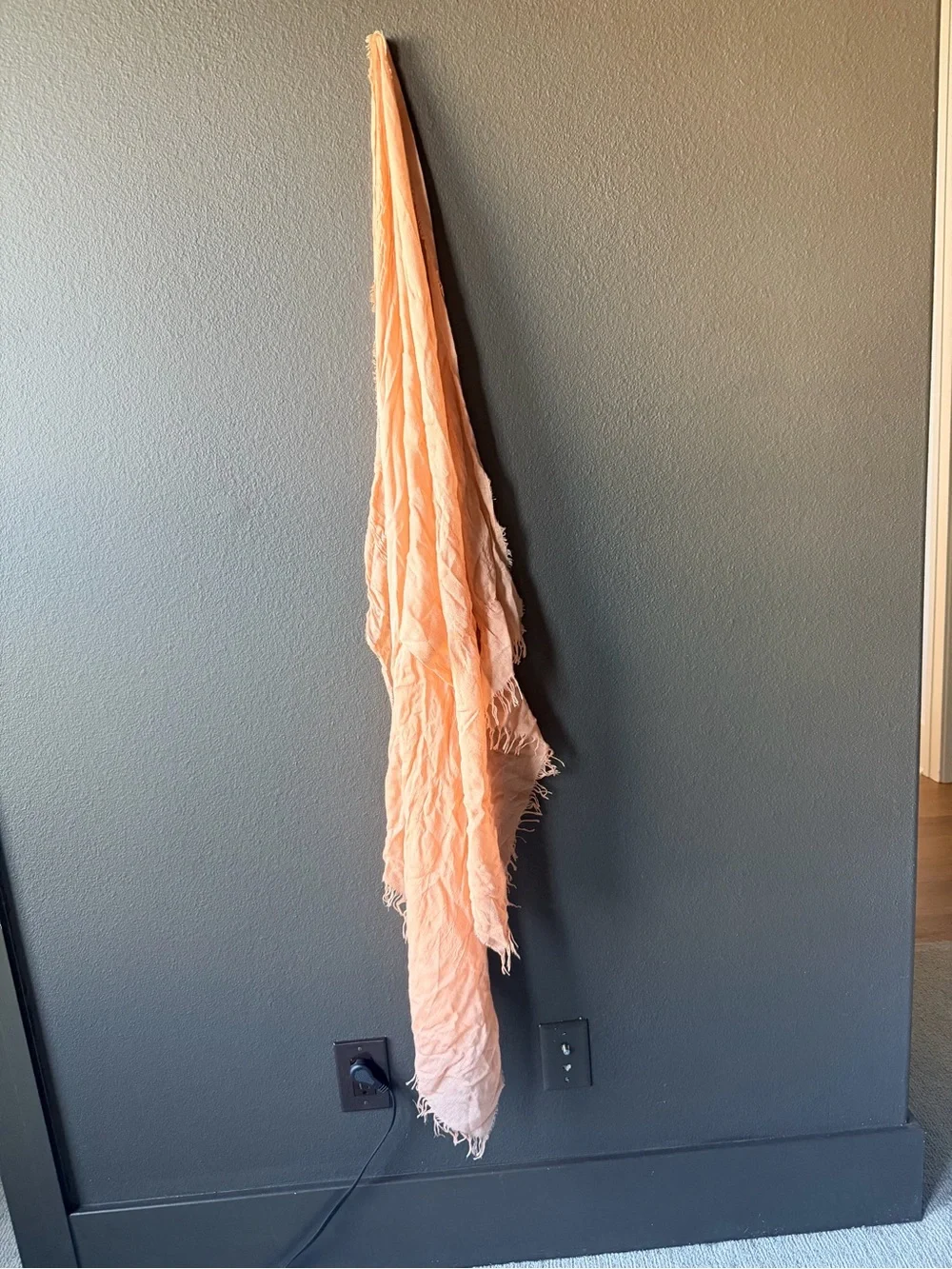 Theory Peach Featherlight Cashmere and Viscose luxurious Fringed Scarf